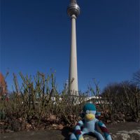 Affe vor dem Berliner Fernsehturm