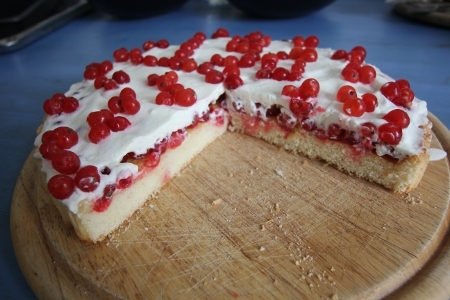 Kuchen mit roten Johannisbeeren 