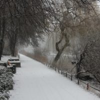 Schneefall am Berliner Kanal